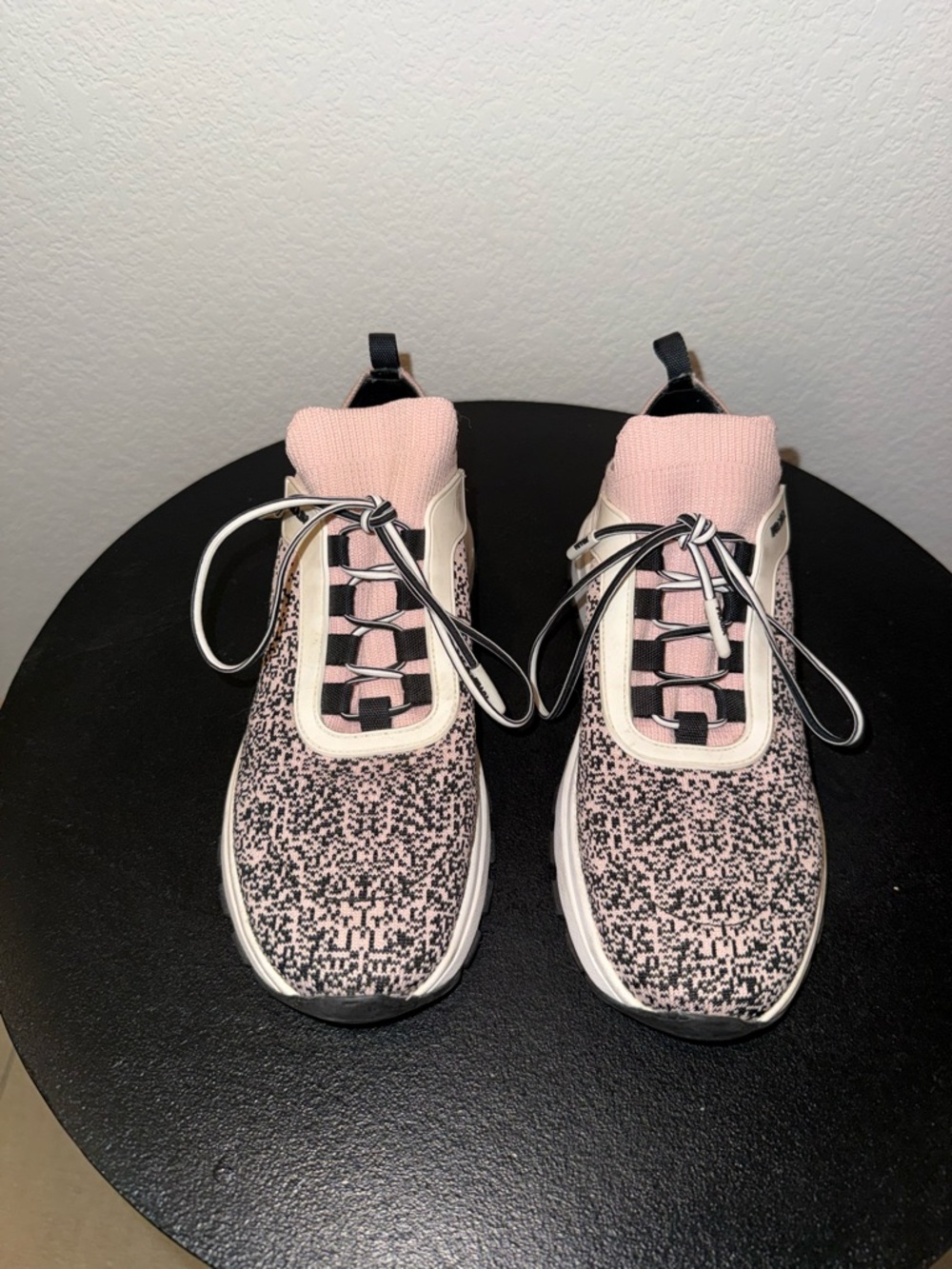Prada Pink and Black Knit Slip-On Sneakers - Picture 2 of 6